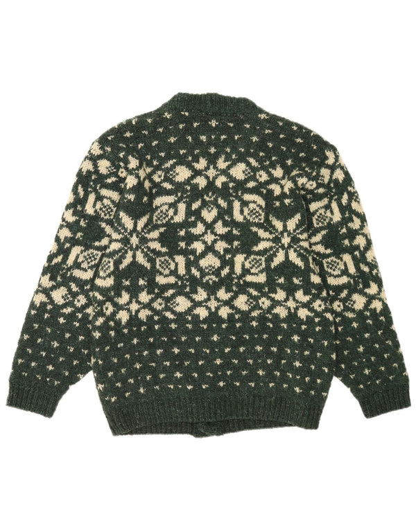 Suéter cardigã masculino Foxhound médio verde Fair Isle