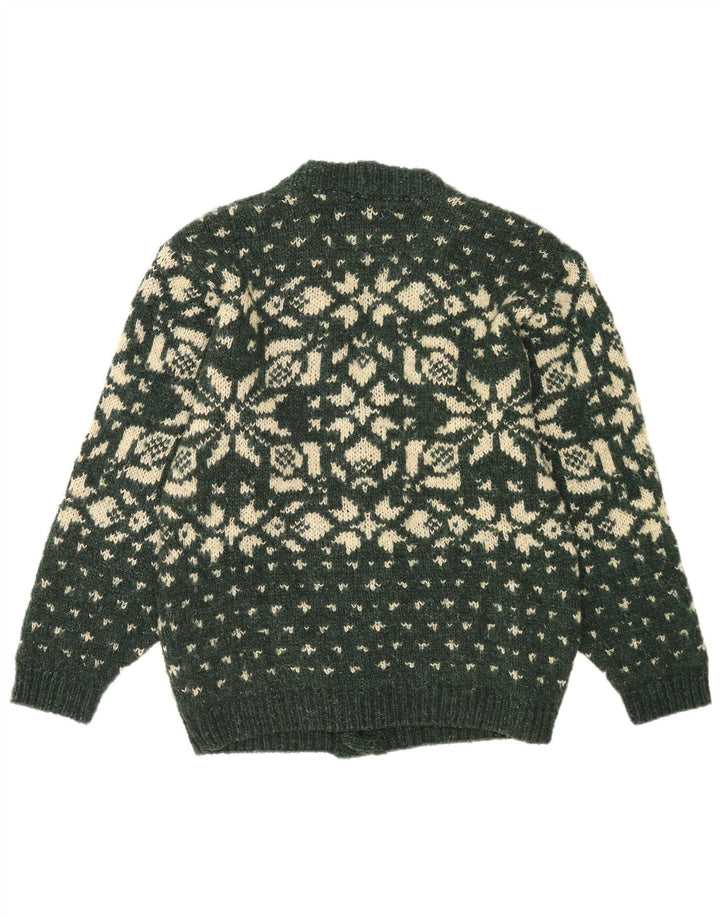 Suéter cardigã masculino Foxhound médio verde Fair Isle