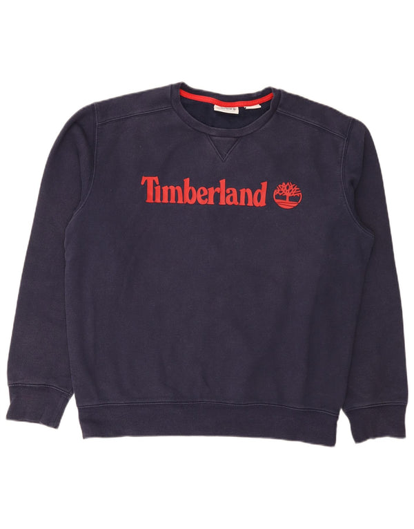 Timberland moletom gráfico masculino jumper grande algodão azul marinho
