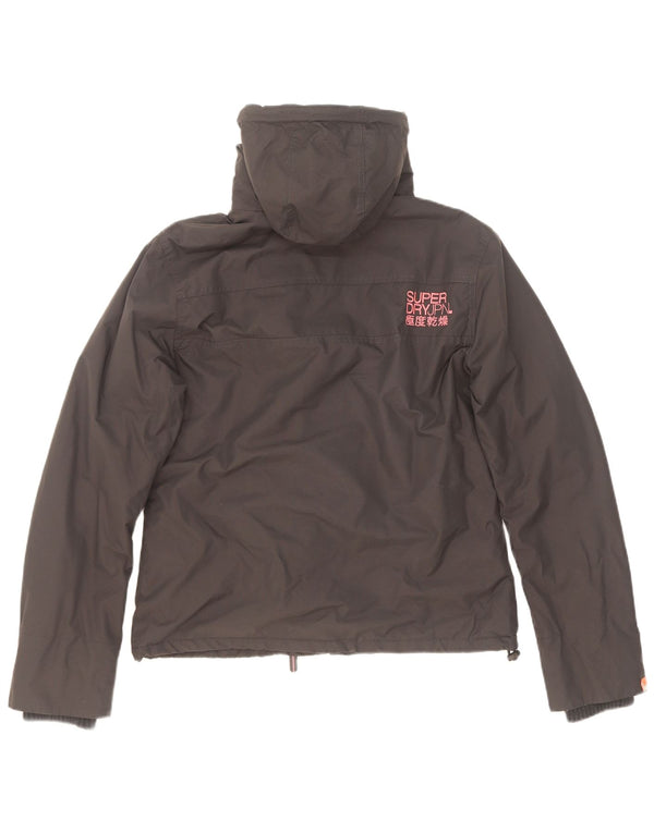 Jaqueta corta-vento feminina Superdry com capuz gráfico UK 16 grande nylon preto
