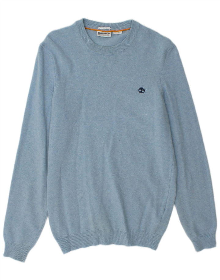 Suéter masculino TIMBERLAND com gola redonda, lã merino azul pequena