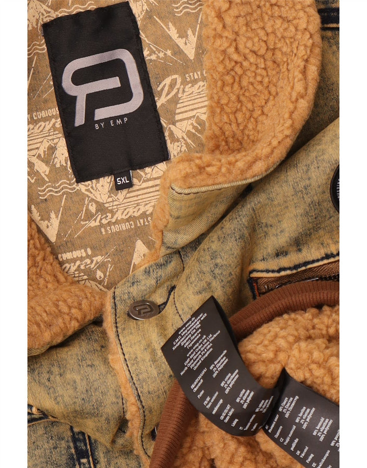 Jaqueta jeans masculina EMP UK 60 5XL algodão marrom