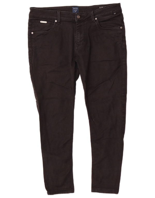 Nautica Mens Slim Jeans W34 L26 Algodão Preto