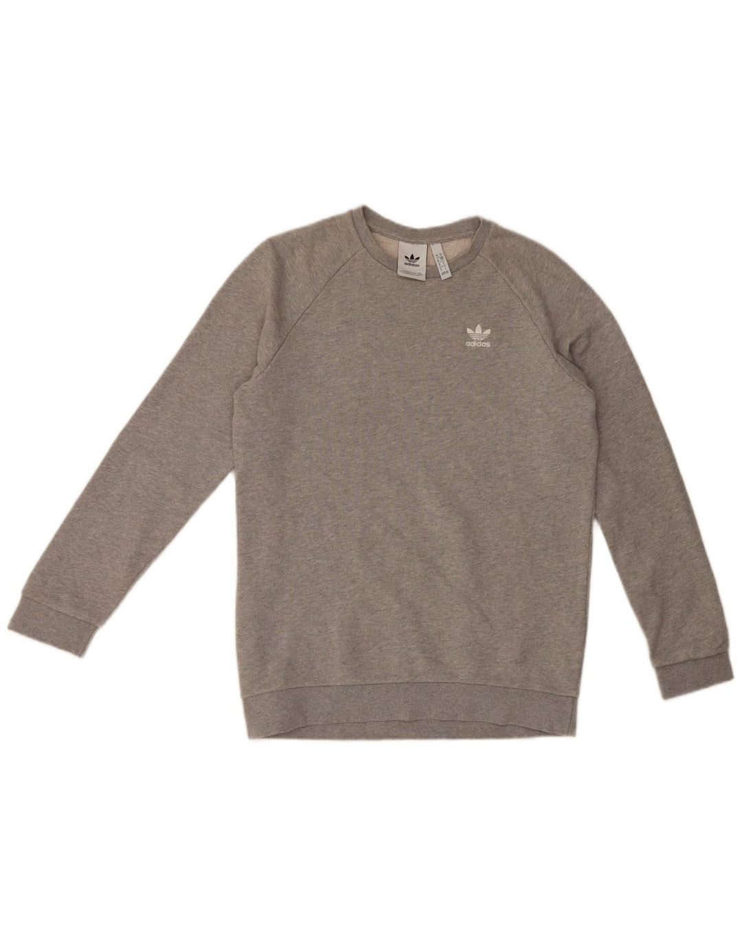 Adidas Mens Moletom Jumper Pequeno Algodão Cinza