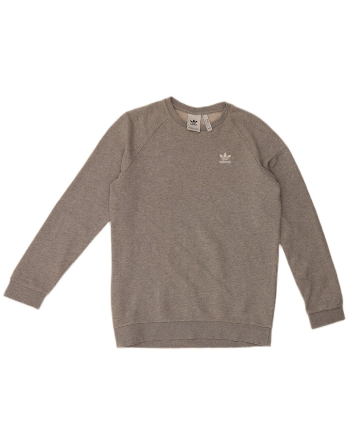 Adidas Mens Moletom Jumper Pequeno Algodão Cinza