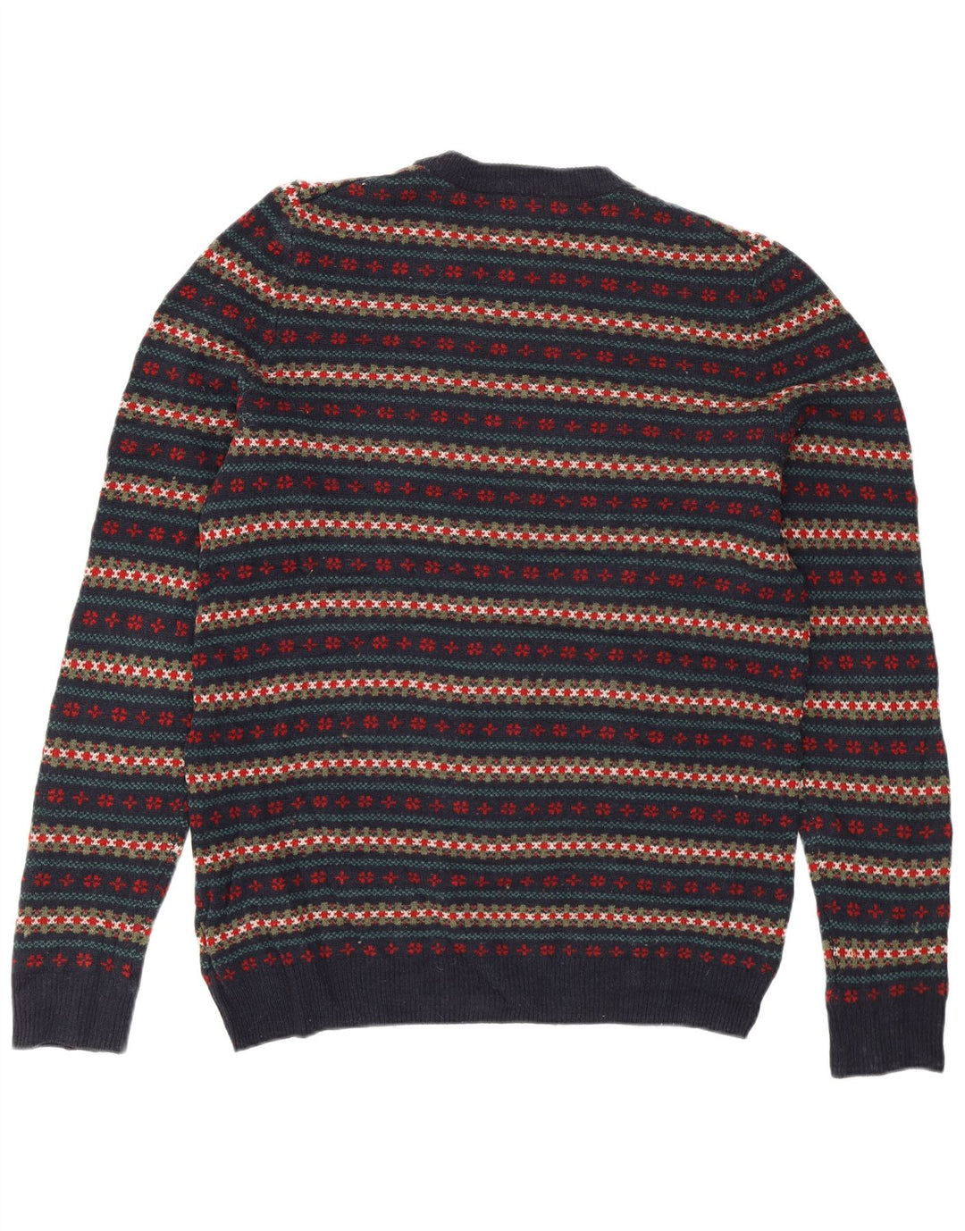 Suéter masculino Marks & Spencer com gola redonda pequeno azul marinho Fair Isle