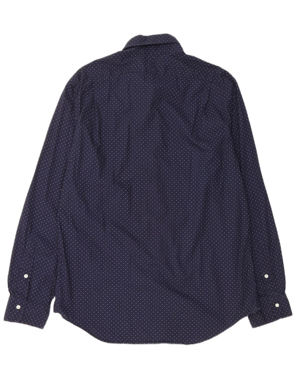 POLO RALPH LAUREN Mens Slim Fit Shirt XL Navy Blue Spotted Cotton