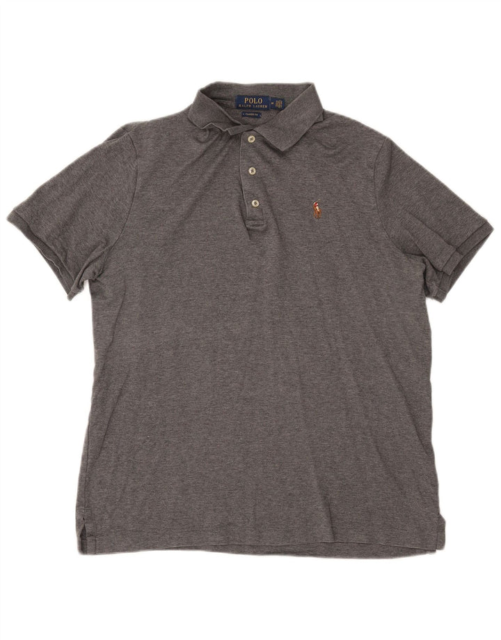 POLO RALPH LAUREN Camisa polo masculina de ajuste clássico cinza médio