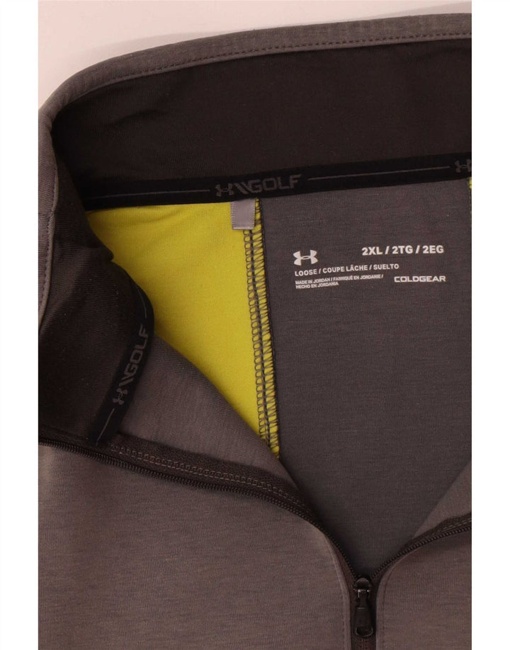 Under Armour Mens Cold Gear Pulôver Treino Top 2XL Cinza Colourblock