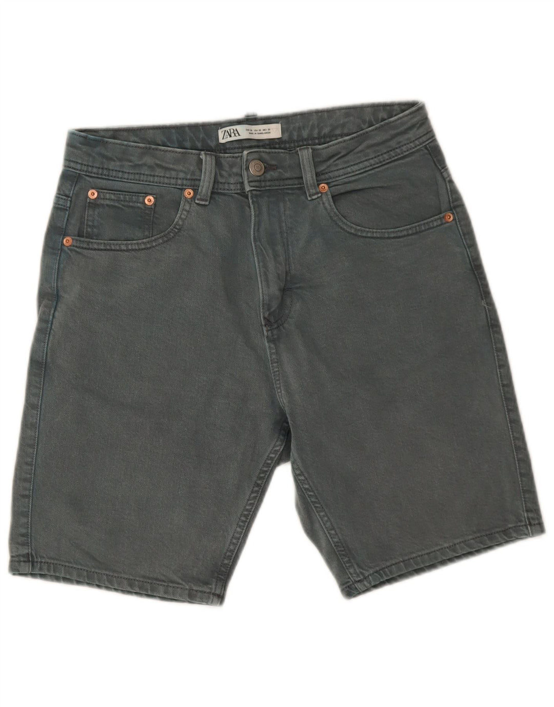 Zara Mens Denim Shorts EU 38 Pequeno W30 Azul Algodão