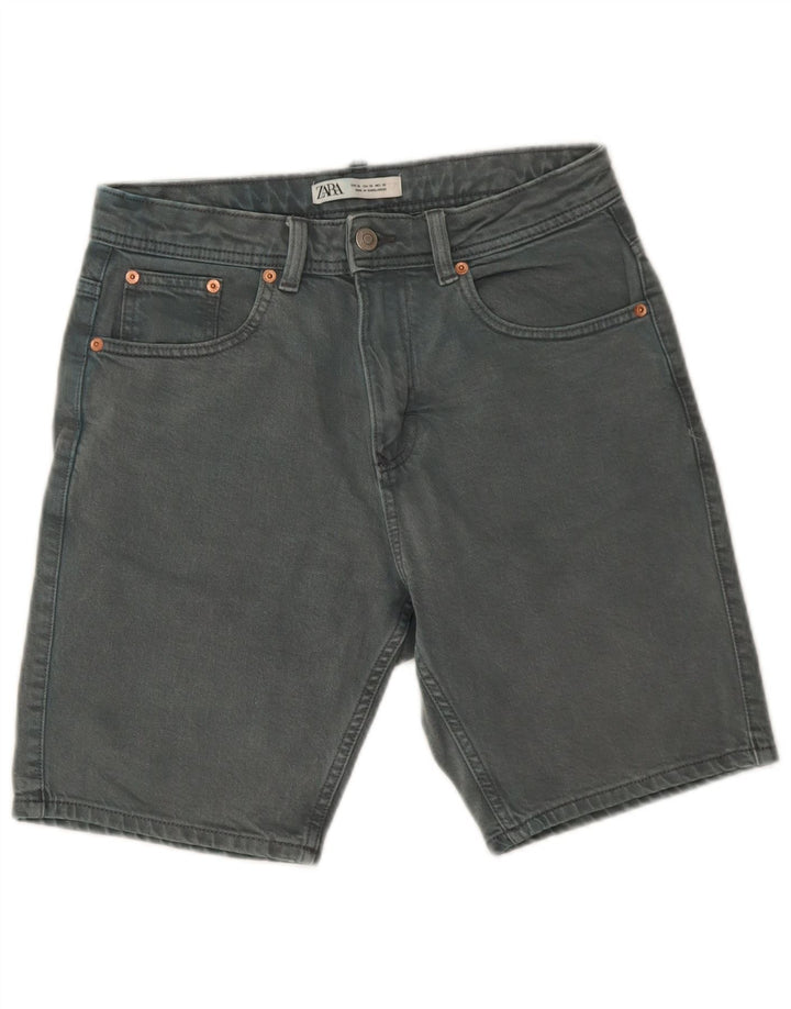Zara Mens Denim Shorts EU 38 Pequeno W30 Azul Algodão