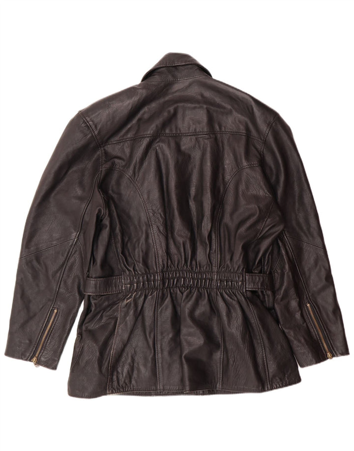 Jaqueta de couro feminina vintage IT 46 grande couro preto