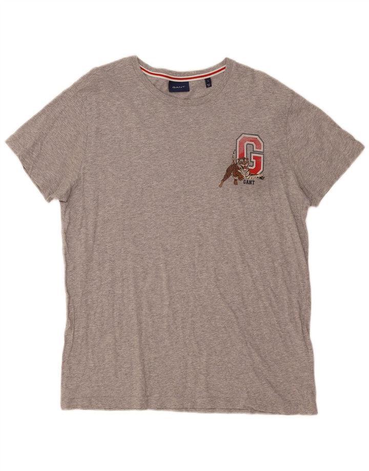 Camiseta masculina Gant com estampa gráfica grande algodão cinza