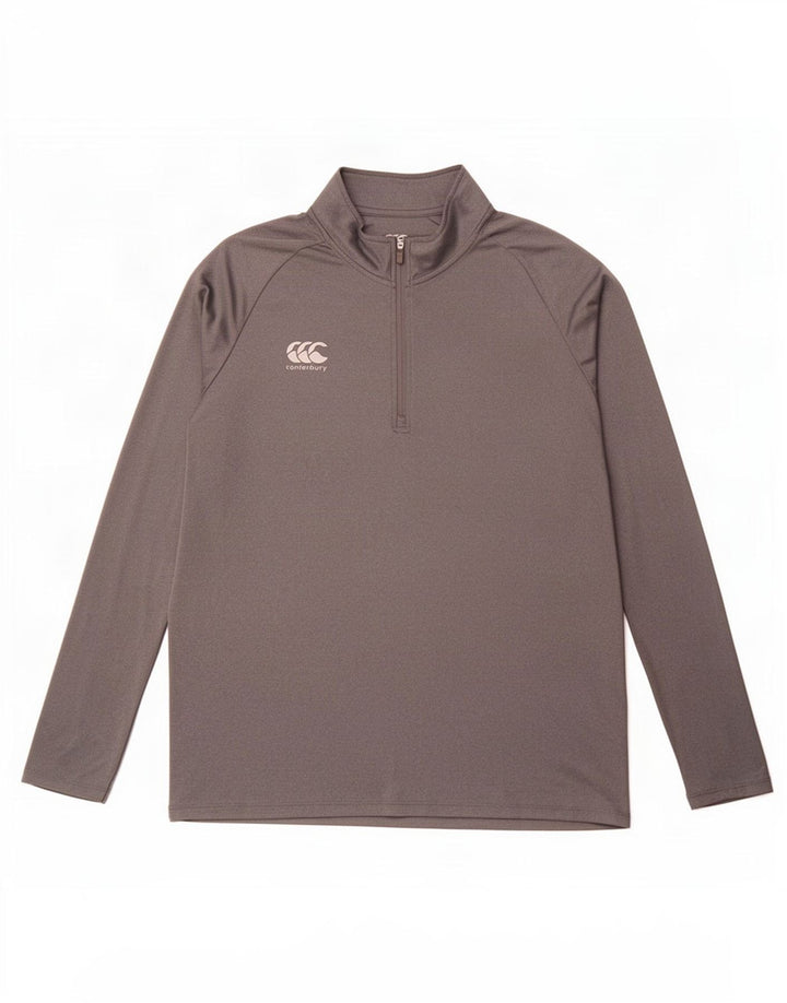 Pulôver masculino Canterbury com zíper e gola alta em poliéster cinza grande