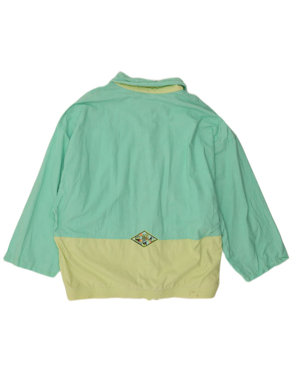 Jaqueta corta-vento oversized feminina vintage UK 20 2XL verde colorblock