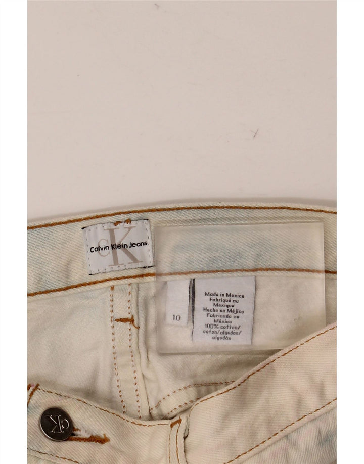 Shorts jeans feminino CALVIN KLEIN US 10 grande W32 azul tie dye algodão