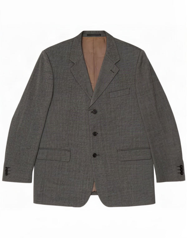 Wellington Mens 3 Button Blazer Jacket UK 46 3XL Lã Cinza