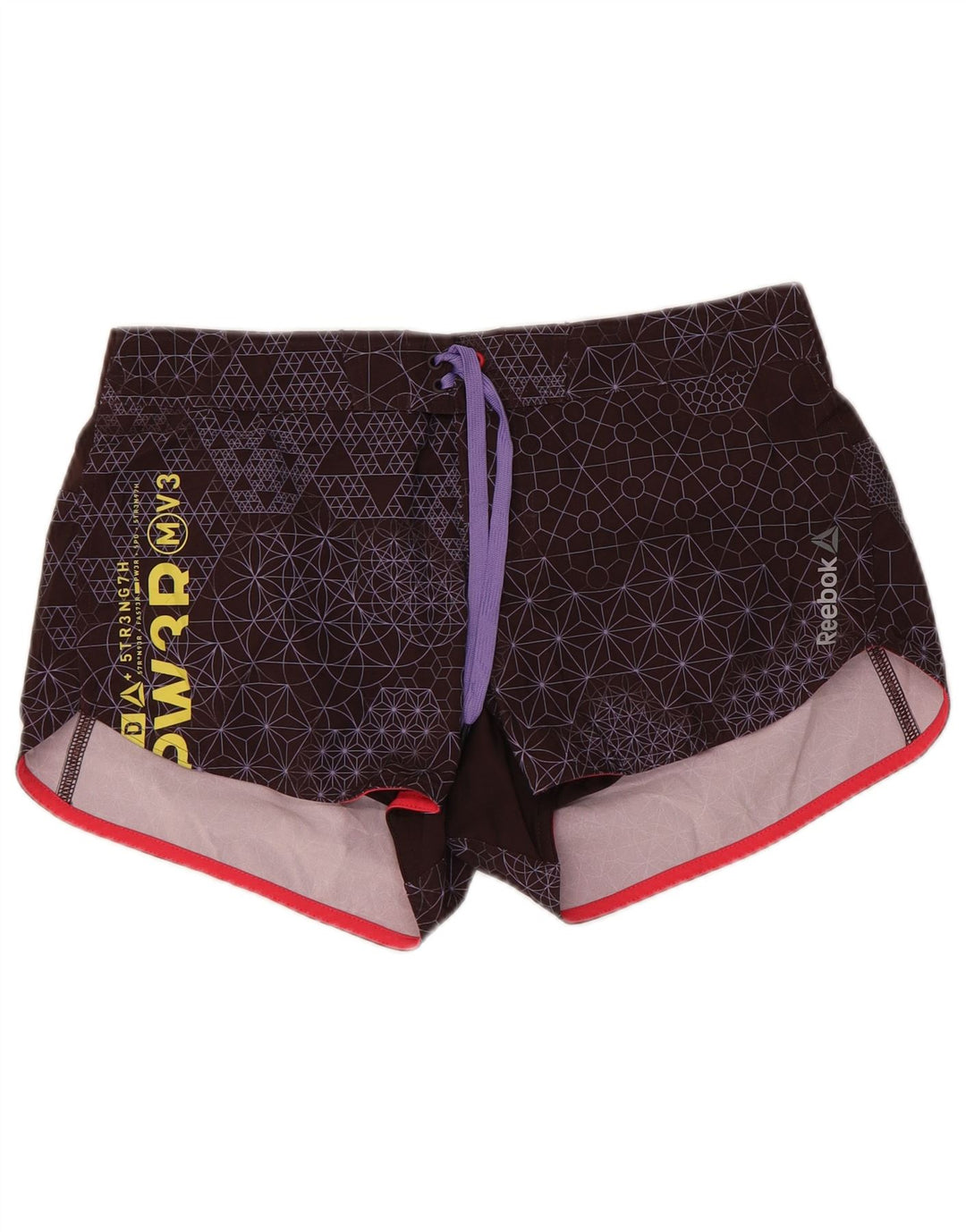 Shorts de natação feminino REEBOK gráfico UK 12/14 médio marrom geométrico