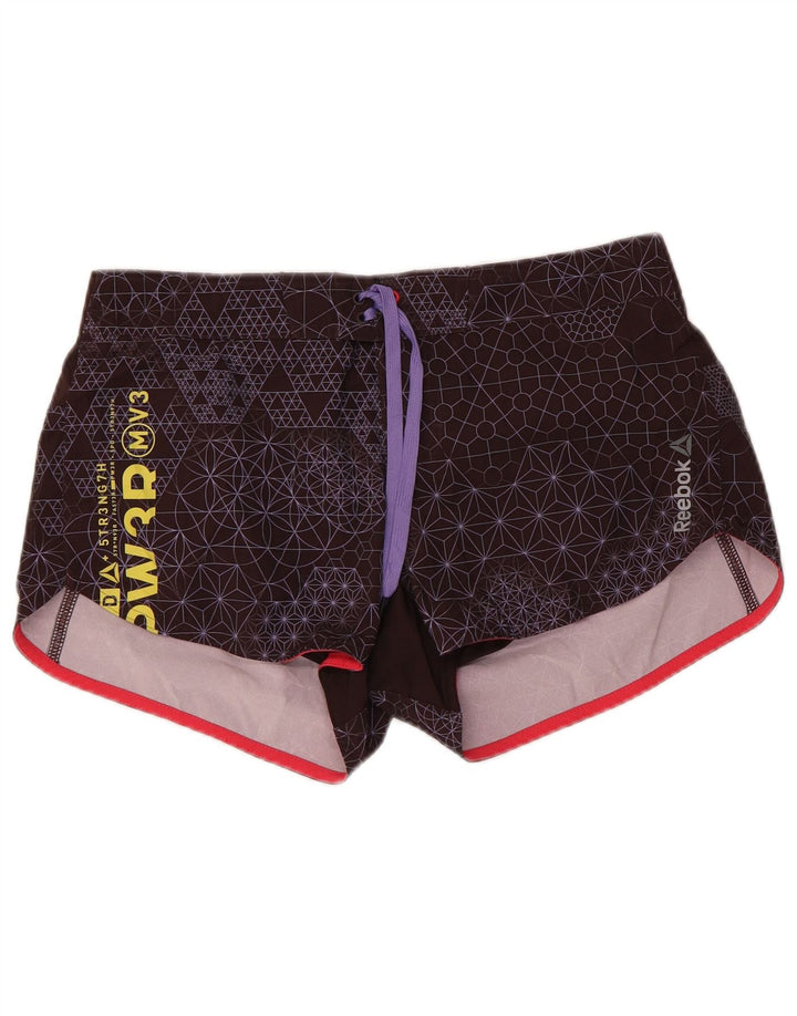 Shorts de natação feminino REEBOK gráfico UK 12/14 médio marrom geométrico