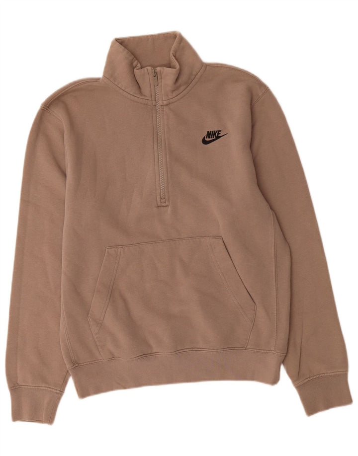 NIKE Masculino Zip Neck Moletom Jumper XS Cinza Algodão