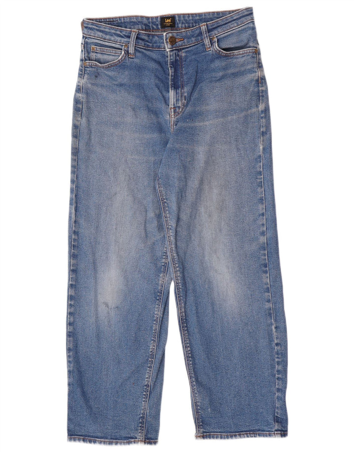 Lee Womens Crop Wide Leg Jeans W29 L26 Azul Algodão