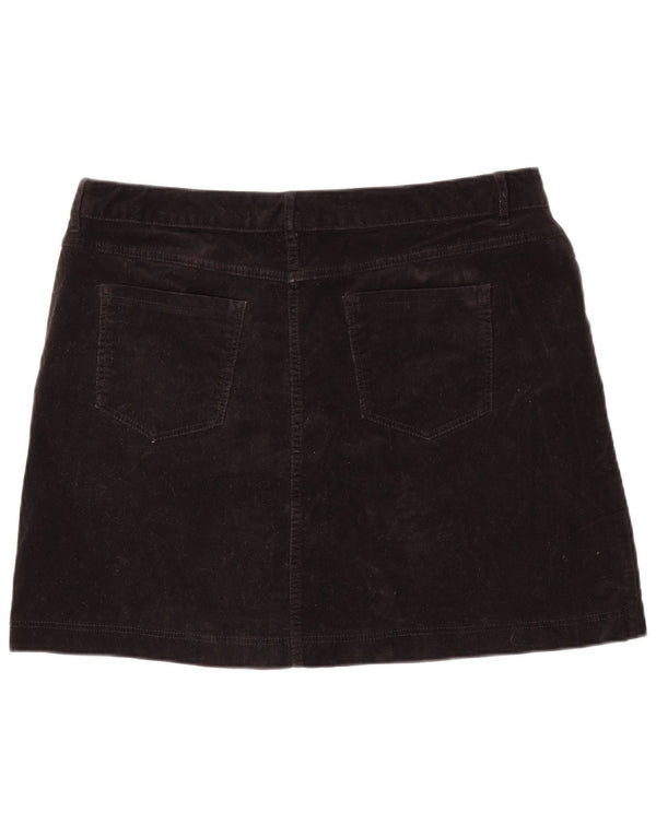 MARKS & SPENCER Mini saia feminina de veludo cotelê UK 18 XL W36 algodão preto