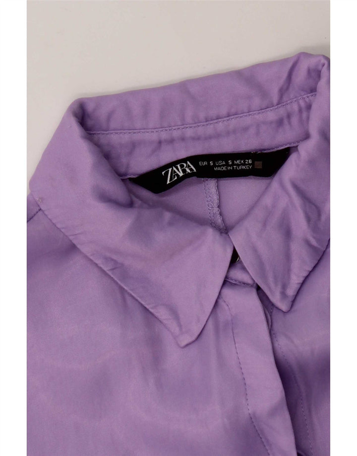 Blusa camisa oversized feminina Zara Reino Unido 10 pequena roxa