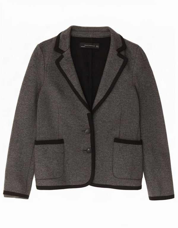 Jaqueta blazer feminina de malha com 2 botões Zara Reino Unido 10 pequena cinza