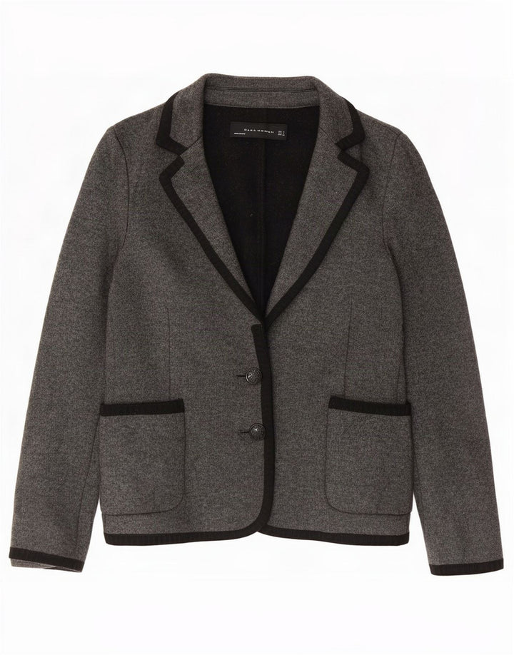 Jaqueta blazer feminina de malha com 2 botões Zara Reino Unido 10 pequena cinza