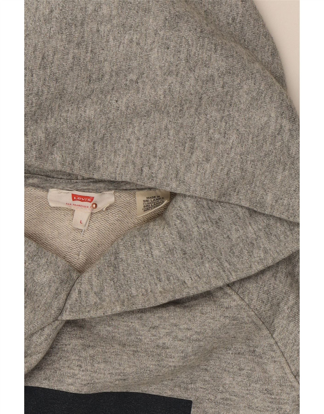 LEVI'S Womens Crop Graphic Oversized Hoodie Jumper UK 16 Large Grey Cotton Vintage Levi's and Second-Hand Levi's from Messina Hembry 