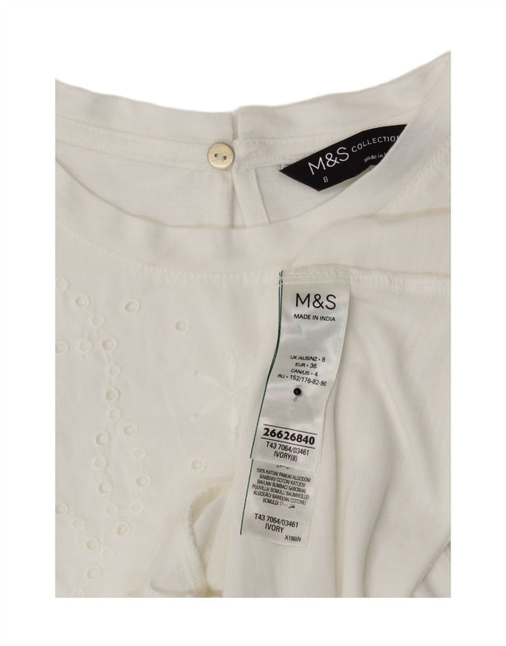 Blusa feminina Marks & Spencer UK 8 pequena modal branca