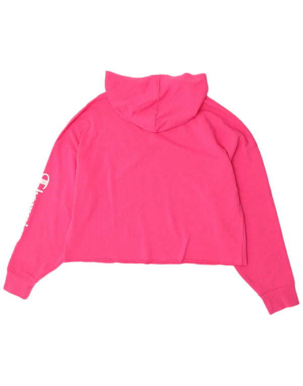 Jumper feminino com capuz estampado de grandes dimensões da Champion Reino Unido 16 grande rosa