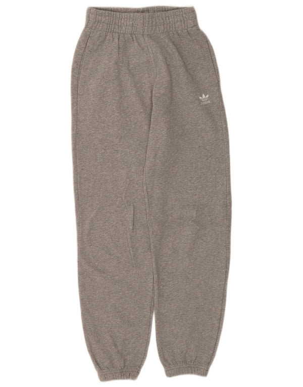 ADIDAS Calças de treino femininas Joggers UK 4 XS Cinza Flecked Cotton