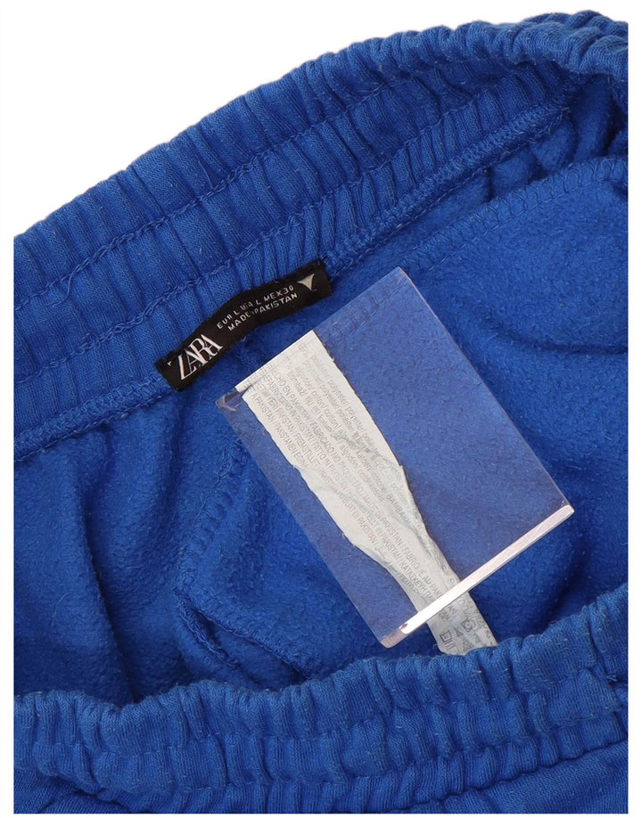 Calça de treino feminina Zara Joggers UK 14 grande azul poliéster