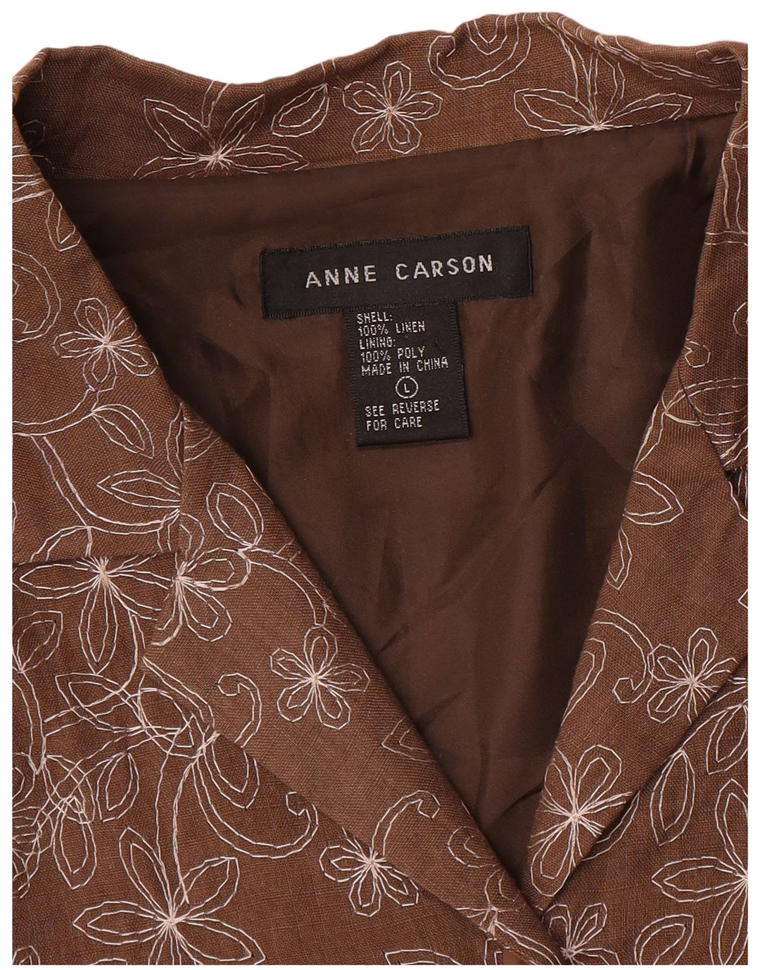 Jaqueta blazer feminina Anne Carson manga 3/4 Reino Unido 16 grande marrom floral