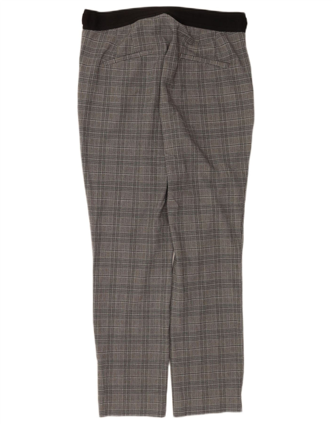 Zara Calça feminina reta de terno grande W32 L28 cinza xadrez poliéster