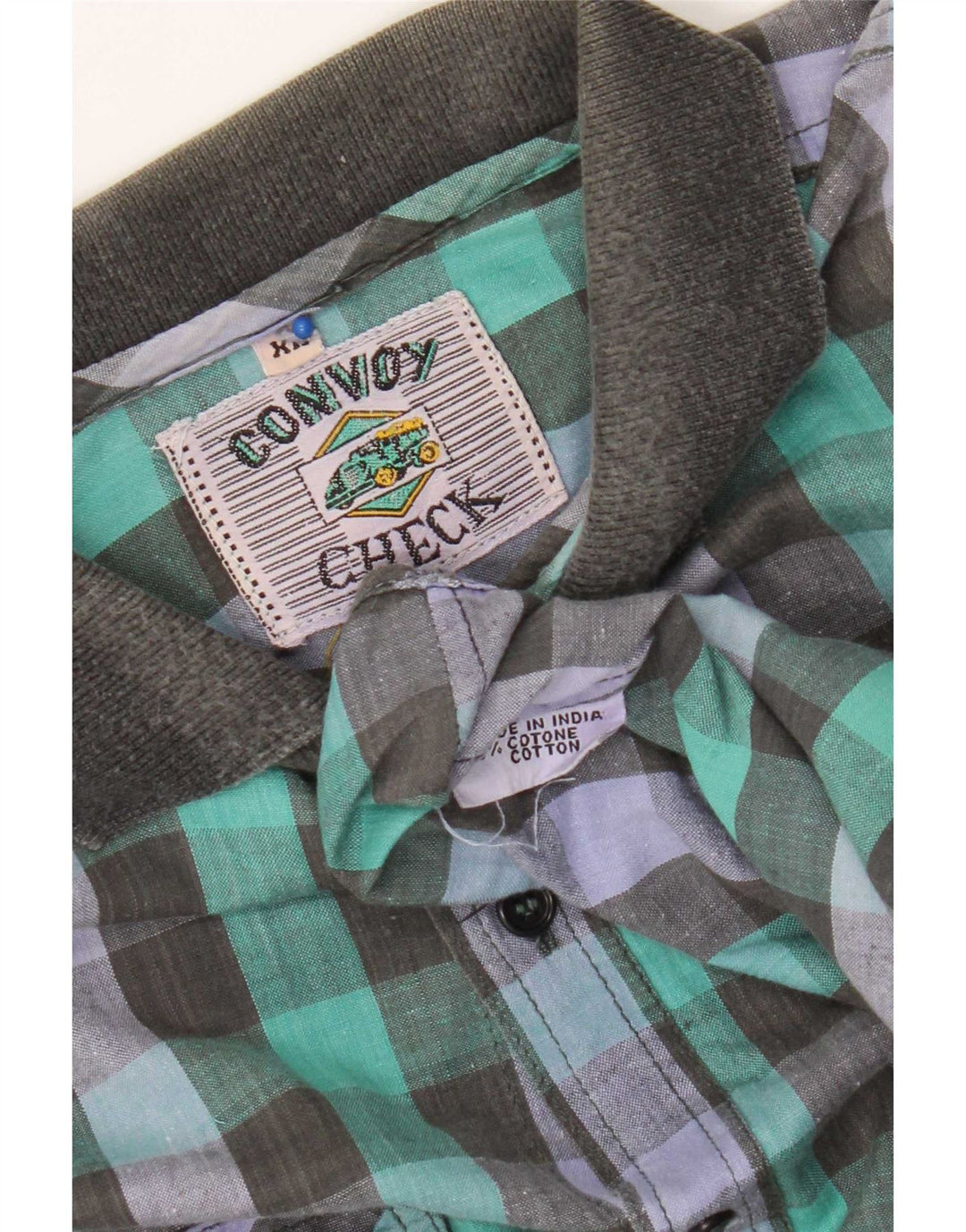 Camisa masculina vintage XL algodão guingão multicolorido