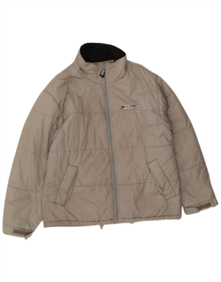 Jaqueta acolchoada masculina Tommy Hilfiger UK 40 grande cinza nylon
