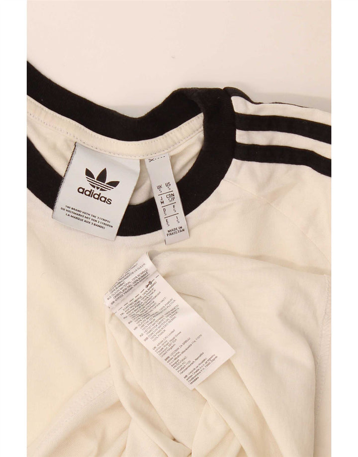 Adidas Mens T-Shirt Top Pequeno Algodão Branco