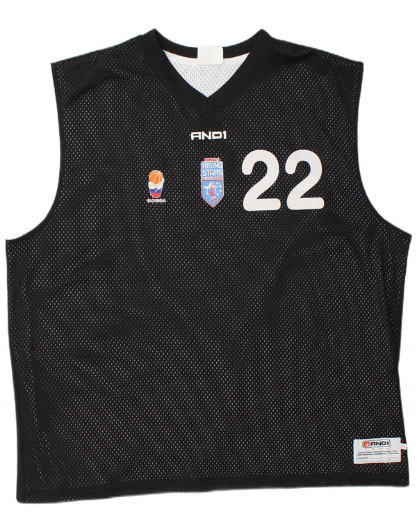 And1 Colete gráfico masculino Top 3XL poliéster preto