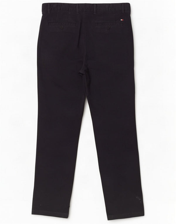 Tommy Hilfiger Mens Straight Chino Calças W32 L30 Azul Marinho Algodão