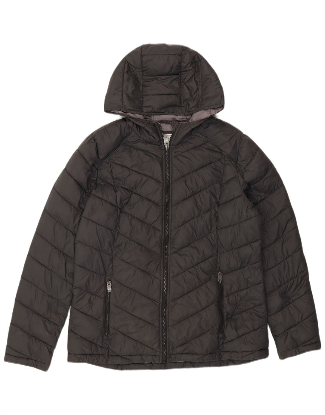 Jaqueta acolchoada com capuz feminina Fat Face UK 14 Nylon cinza grande