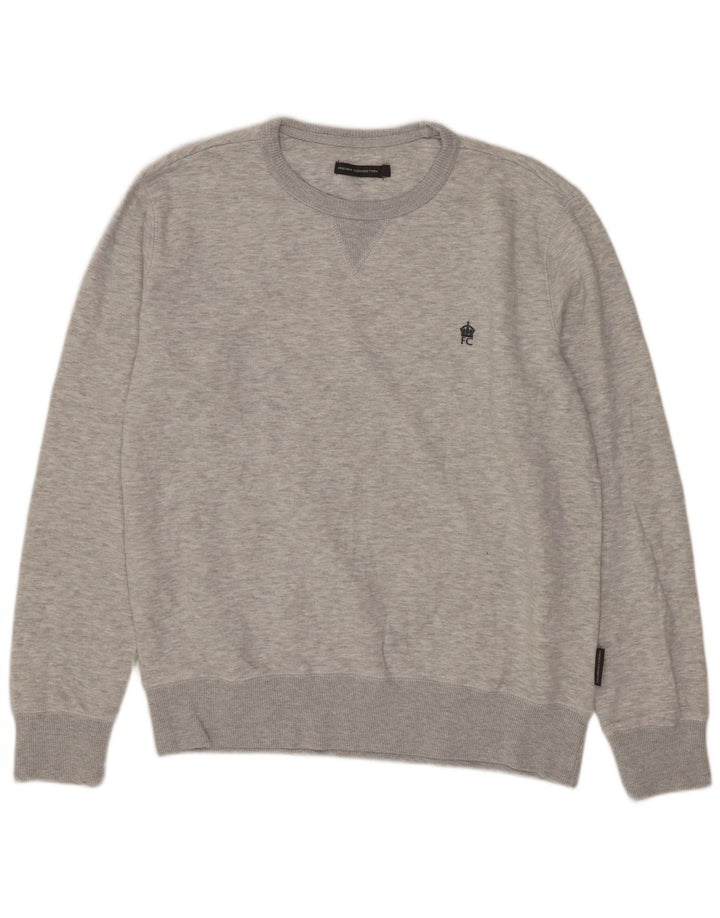 Moletom masculino French Connection Jumper grande algodão cinza
