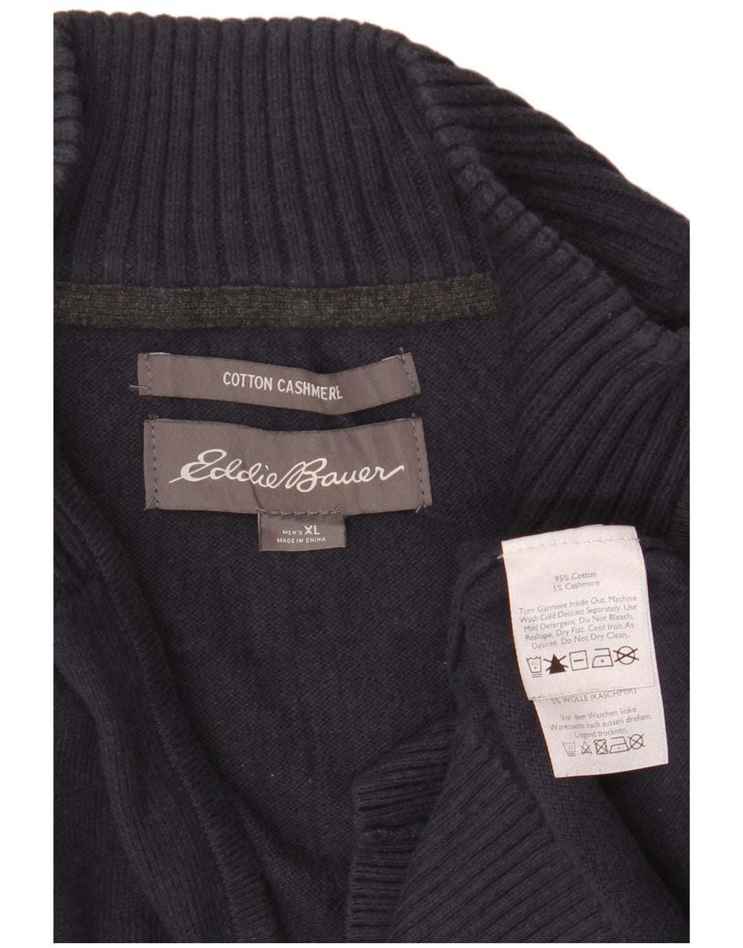 Suéter masculino EDDIE BAUER com zíper e gola XL azul marinho algodão