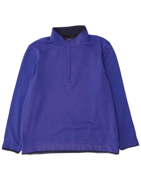 Under Armour Masculino Zip Neck Moletom Jumper XL Azul Poliéster