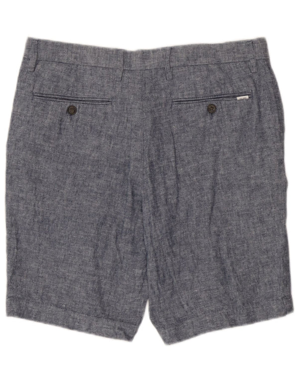 Shorts chino masculino Marks & Spencer W32 linho azul médio