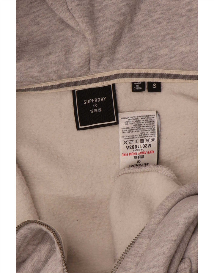 Suéter masculino Superdry com capuz e zíper pequeno algodão cinza