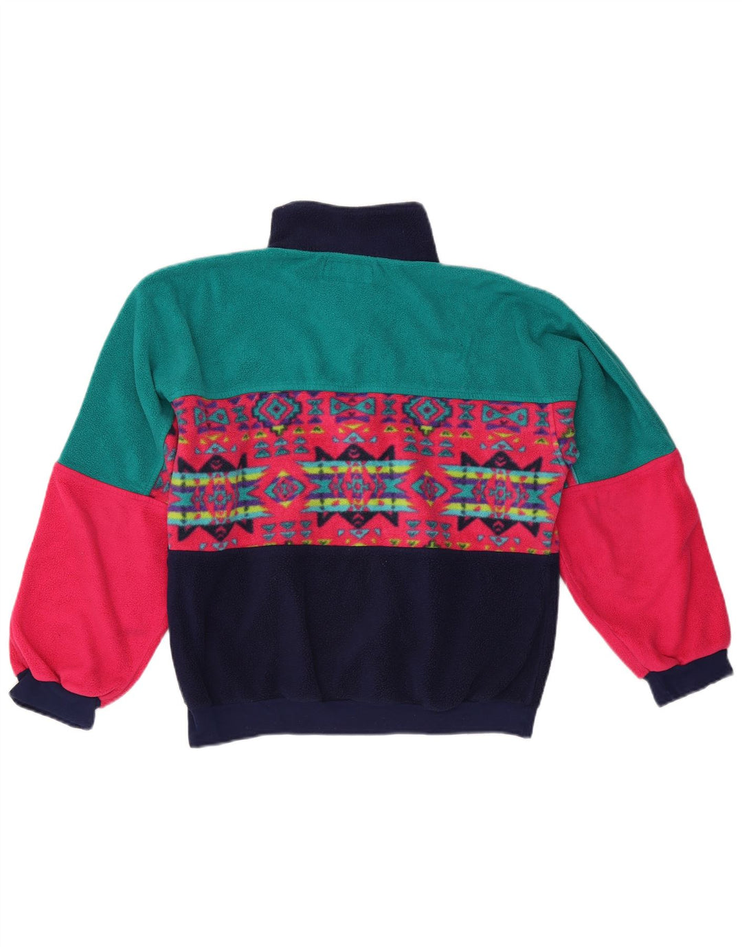Suéter masculino Aesse Polartec com zíper e gola em lã médio multicolorido geométrico