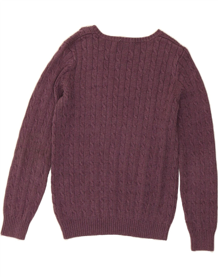 EDDIE BAUER Womens V-Neck Jumper Sweater UK 14 Medium Purple Cotton Vintage Eddie Bauer and Second-Hand Eddie Bauer from Messina Hembry 