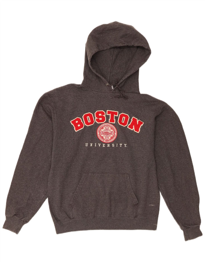 Jumper masculino com capuz gráfico Champion Boston University cinza médio manchado